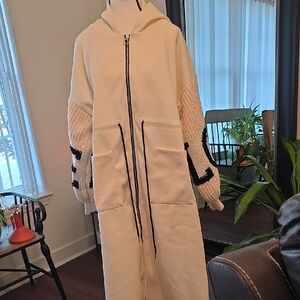 Women's Cream Hooded Coat